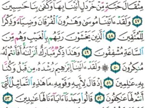 الورد اليومي سورة الأنبياء من الاية 45 إلى الاية 57 ” قل إنما أنذركم بالوحي و لا يسمع الصم الدعاء إذا ما ينذرون”