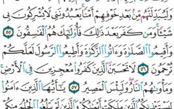 الورد اليومي سورة النور من الاية 54 إلى الاية 58 “قل أطيعوا الله و أطيعوا الرسول فإن تولوا فإنما عليه ما حمل و عليكم ما حملتم و إن تطيعوه تهتدوا و ما على الرسول إلا البلاغ المبين”