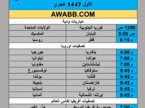 جدول مباريات كرة القدم يوم الأحد 2025/9/7 م 15 ربيع الأول 1447 هجري
