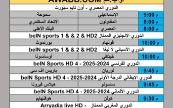 جدول مباريات كرة القدم يوم الجمعة 2025/10/3 م 11 ربيع الثاني 1447 هجري