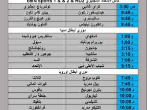 جدول مباريات كرة القدم يوم الثلاثاء 2025/9/30 م 8 ربيع الثاني 1447 هجري