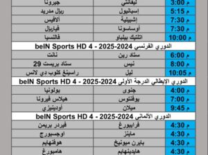 جدول مباريات كرة القدم يوم السبت 2025/9/20 م 8 ربيع الثاني 1447 هجري