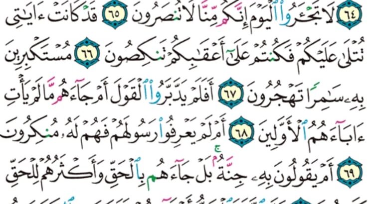 الورد اليومي سورة المؤمنون من الاية 60 إلى الاية 74 “و اللذين يؤتون ما ءاتوا و قلوبهم وجلة أنهم إلى ربهم راجعون”