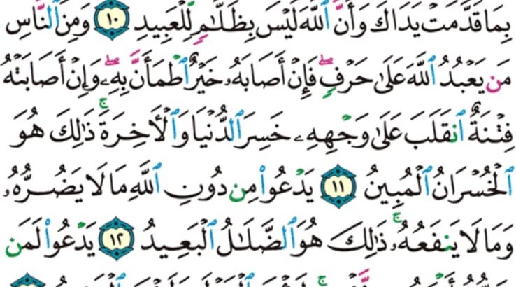 الورد اليومي سورة الحج من الاية 6 إلى الاية 15 “ذلك بأن الله هو الحق و أنه يحي الموتى و أنه على كل شيء قدير “