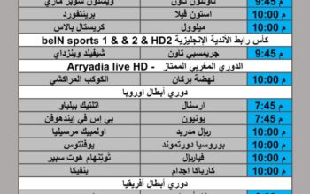 جدول مباريات كرة القدم يوم الثلاثاء 2025/9/16 م 4 ربيع الثاني 1447 هجري