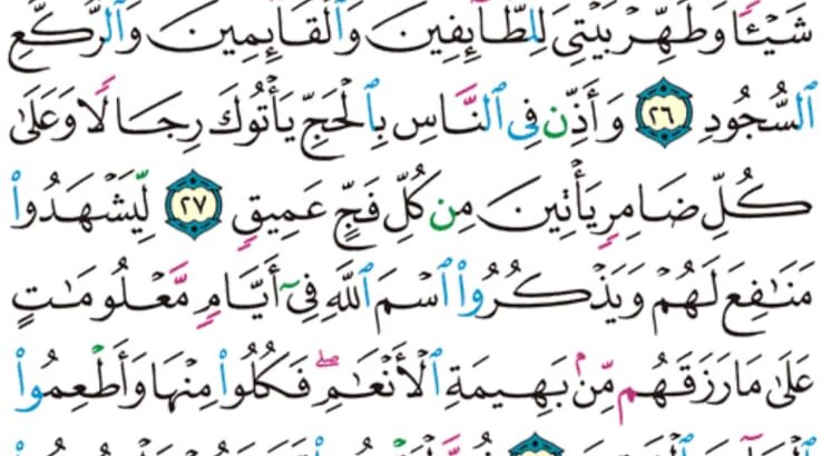 الورد اليومي سورة الحج من الاية 24 إلى الاية 30 “و هدوا إلى الطيب من القول و هدوا إلى صراط مستقيم”