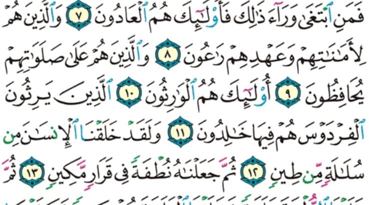 الورد اليومي سورة المؤمنون من الاية 1 إلى الاية 17 “قد أفلح المؤمنون اللذين هم في صلاتهم خاشعون و اللذين هم عن اللغو معرضون و اللذين هم للزكاة فاعلون”