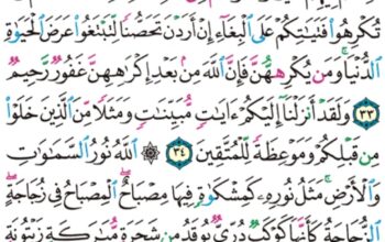 الورد اليومي سورة النور من الاية 32 إلى الاية 36 “و انكحوا الأيامى منكم و الصالحين من عبادكم و إمائكم إن يكونوا فقراء يغنهم الله من فضله و الله واسع عليم “