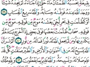 الورد اليومي سورة النور من الاية 37 إلى الاية 43 “رجال لا تلهيهم تجارة و لا بيع عن ذكر الله و إقام الصلاة و إيتاء الزكاة يخافون يوما تتقلب فيه القلوب و الأبصار”