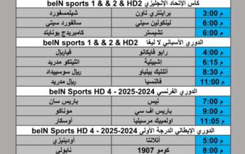 جدول مباريات كرة القدم يوم السبت 2025/11/1 م 10 جمادي الأول 1447 هجري
