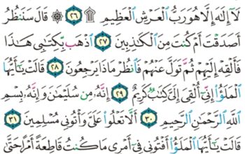 الورد اليومي سورة النمل من الاية 23 إلى الاية 35 “إني وجدت امرأة تملكهم و أوتيت من كل شيء و لها عرش عظيم”