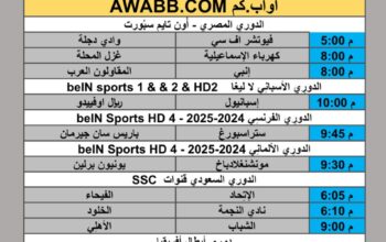 جدول مباريات كرة القدم يوم الجمعة 2025/10/17 م 26 ربيع الثاني 1447 هجري