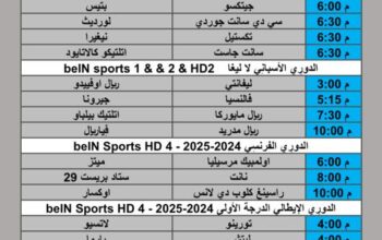 جدول مباريات كرة القدم يوم السبت 2025/10/4 م 12 ربيع الثاني 1447 هجري