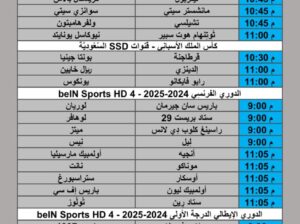 جدول مباريات كرة القدم يوم الأربعاء 2025/10/29 م 8 جمادي الأول 1447 هجري