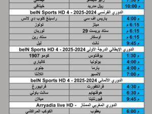 جدول مباريات كرة القدم يوم الأحد 2025/10/19 م 28 ربيع الثاني 1447 هجري