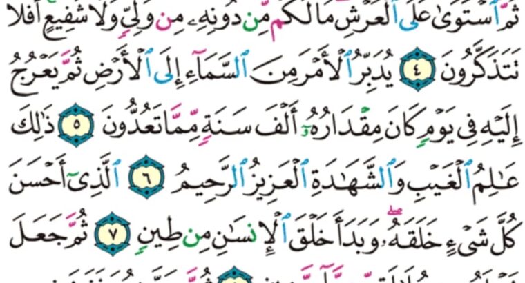 الورد اليومي سورة السجدة من الاية 1 إلى الاية 11 “ا ل م تنزيل الكتاب لا ريب فيه من رب العالمين أم يقولون افتراه بل هو الحق من ربك لتنذر قوماً ما أتاهم من نذير من قبلك لعلهم يهتدون”