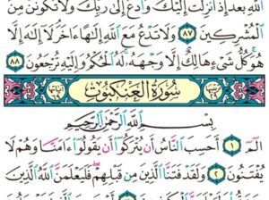 الورد اليومي سورة العنكبوت من الاية 1 إلى الاية 6 “ا ل م أحسب أن يتركوا أن يقولوا ءامنا و هم لا يفتنون”