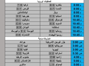 جدول مباريات كرة القدم يوم السبت 2025/11/15 م 24 جمادي الأول 1447 هجري