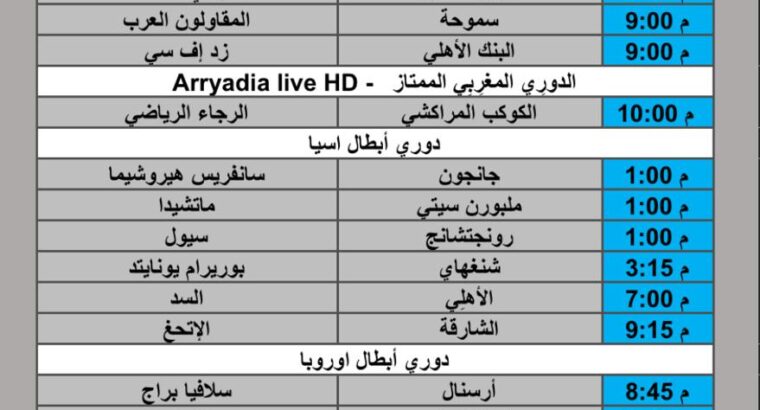 جدول مباريات كرة القدم يوم الثلاثاء 2025/11/4 م 13 جمادي الأول 1447 هجري