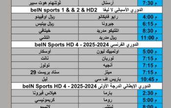 جدول مباريات كرة القدم يوم الأحد 2025/11/23 م 2 جمادي ثاني 1447 هجري