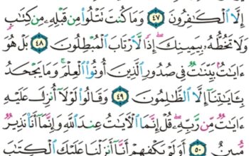 الورد اليومي سورة العنكبوت من الاية 46 إلى الاية 52 “و لا تجادلوا أهل الكتاب إلا بالتي هي أحسن إلا اللذين ظلموا منهم و قولوا ءامنا بالذي أنزل إلينا و أنزل إليكم و إلاهنا و إلاهكم”