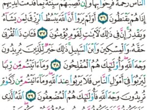 الورد اليومي سورة الروم من الاية 33 إلى الاية 41 “و إذا مس الناس ضر دعوا ربهم منيبين إليه ثم إذا أذاقهم منه رحمة إذا فريق منهم بربهم يشركون”
