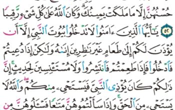 الورد اليومي سورة الأحزاب من الاية 51 إلى الاية 54 “ترجي من تشاء منهن و تؤي إليك من تشأ و من ابتغيت ممن عزلت فلا جناح عليك ذلك أدنى أن تقر أعينهن و لا يحزن و يرضين بما ءاتيتهن”
