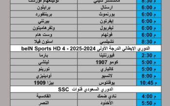 جدول مباريات كرة القدم يوم السبت 2025/12/26 م 7 رجب 1447 هجري