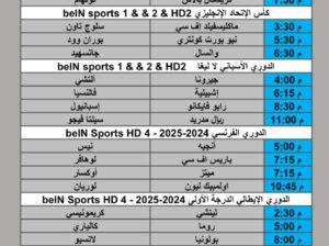 جدول مباريات كرة القدم يوم الأحد 2025/12/7 م 16 جمادي ثاني 1447 هجري