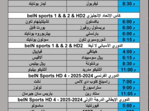 جدول مباريات كرة القدم يوم السبت 2025/12/6 م 15 جمادي ثاني 1447 هجري