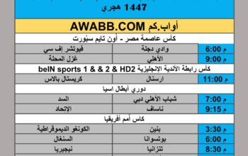 جدول مباريات كرة القدم يوم الثلاثاء 2025/12/22 م 2 رجب 1447 هجري