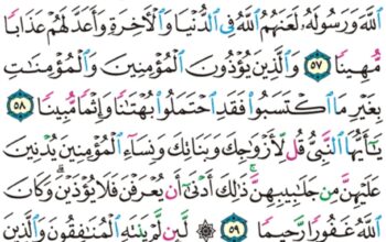 الورد اليومي سورة الأحزاب من الاية 55 إلى الاية 62 “لا جناح عليهن في ءابائهن و لا أبنائهن و لا إخوانهن و لا أبناء إخوانهن و لا أبناء أخواتهن و لا نساءهن و لا ما ملكت أيمانهن”
