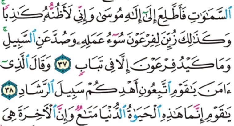 الورد اليومي سورة غافر من الاية 34 الاية 40 “و لقد جاءكم يوسف من قبل بالبينات فما زلتم في شك مما جاءكم به حتى إذا هلك قلتم لن يبعث الله من بعده رسولاً كذلك يضل الله من هو مسرف ..”