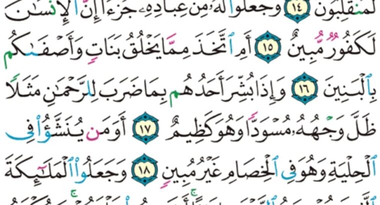 الورد اليومي سورة الزخرف من الاية 11 الاية 22 “و الذي نزل من السماء ماء بقدر فأنشرنا به بلدة ميتةً كذلك تخرجون”